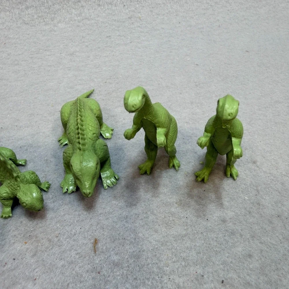 Vintage 1961 Flintstones Marx 5 Green Dinosaurs Replacement Lot for Playset